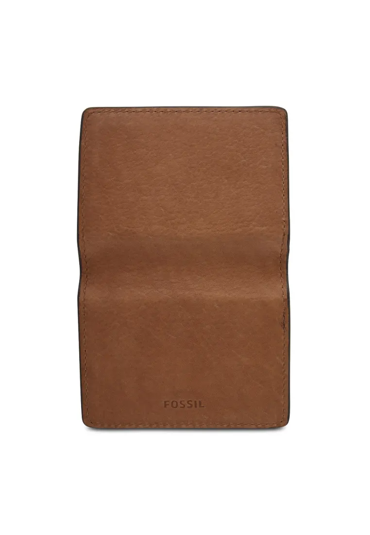 ( AS IS ) Fossil Gregg SML1756210 Magnetic Leather Card Case In Medium Brown