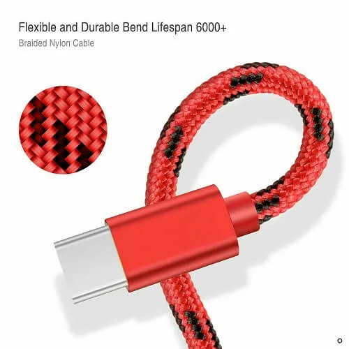 025M Fast Charging USB Type C Cable For Samsung Galaxy S series A series Note Tab LG Huawei HTC Google Pixel Android – Red