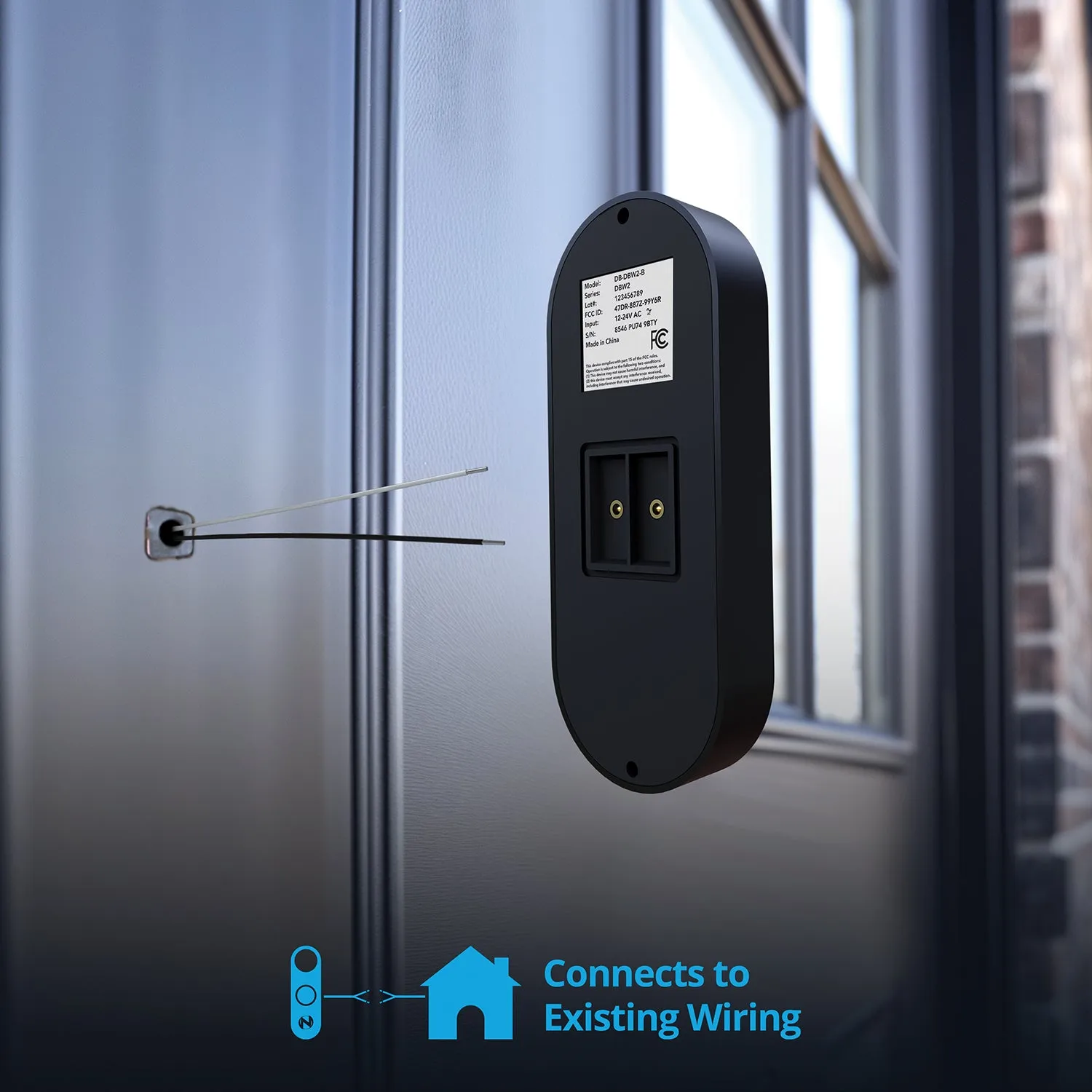 1080p Video Doorbell - Wired - Black