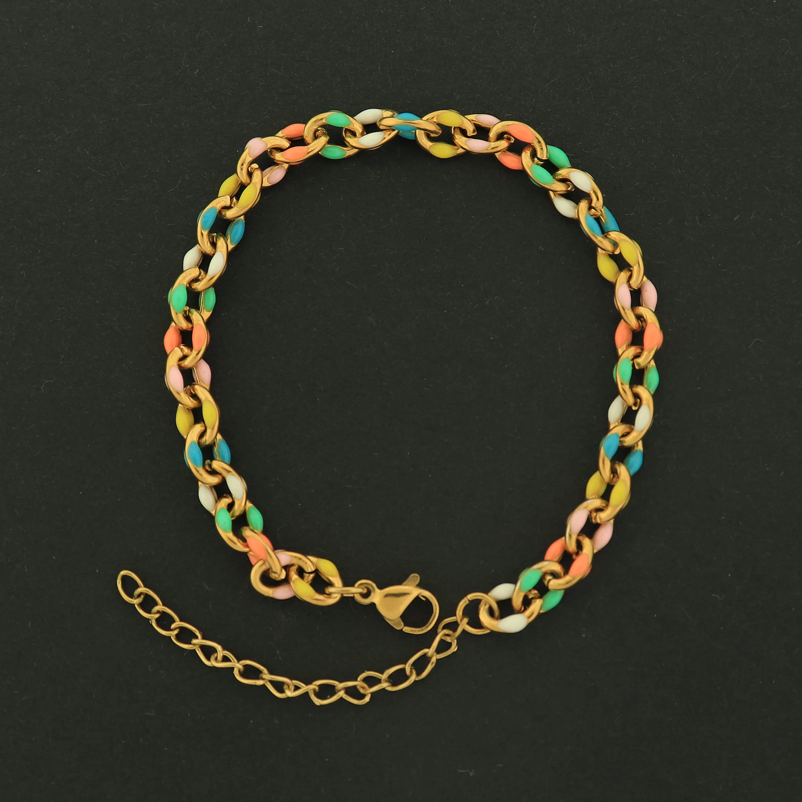 18k Gold Enamel Cable Chain - Bracelet or Necklace - 18k Gold Plated