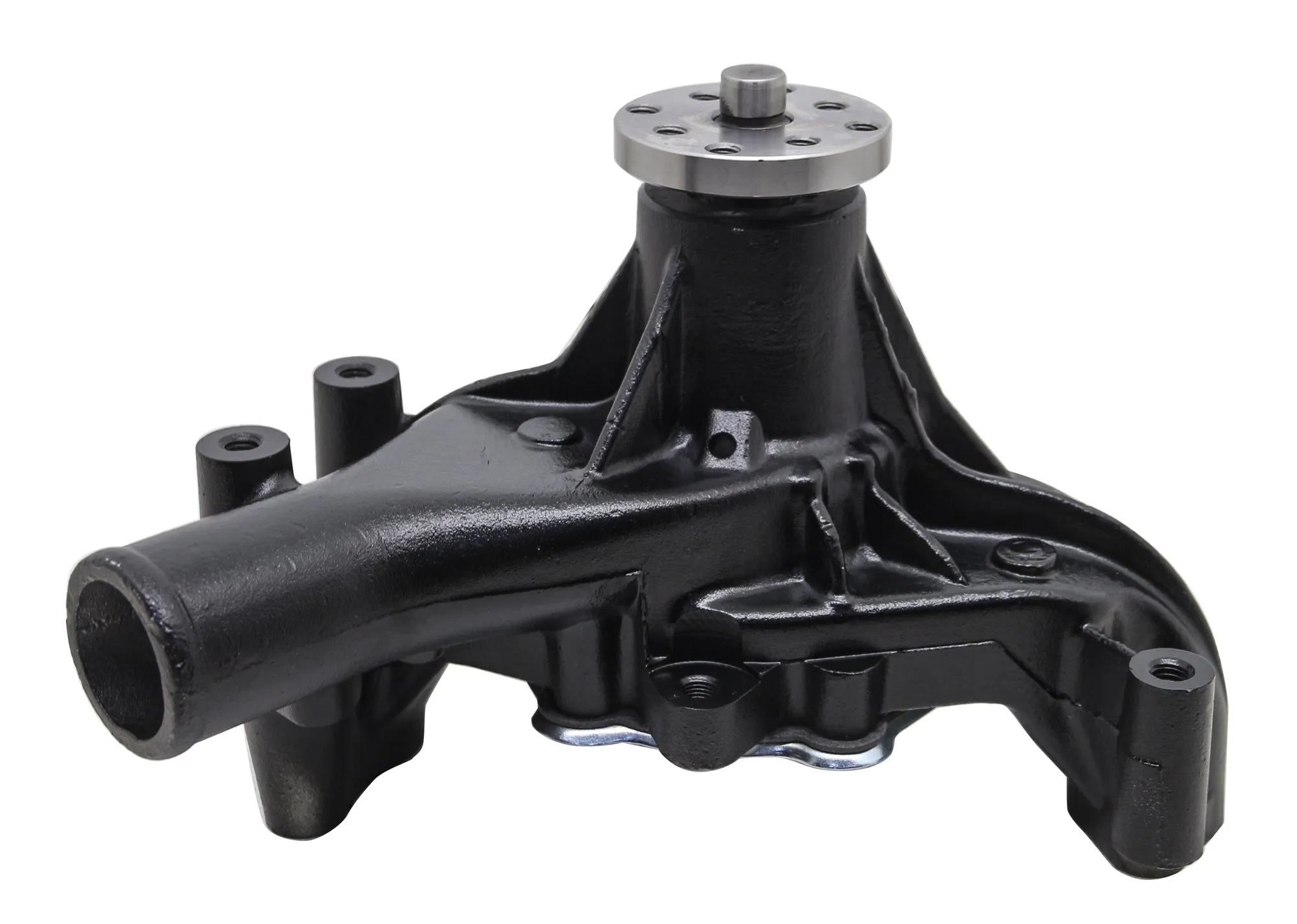 1969-84 CHEVY SMALL BLOCK ALUMINUM HIGH VOLUME LONG WATER PUMP - BLACK