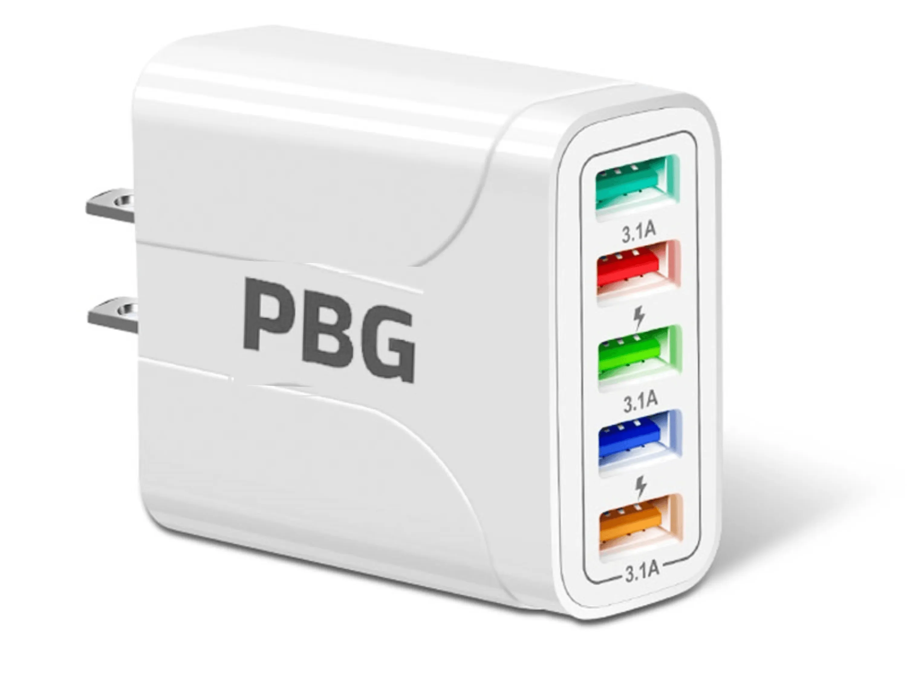 2 Pack PBG 5 Port Wall Charger Charge 5 Devices at Once!