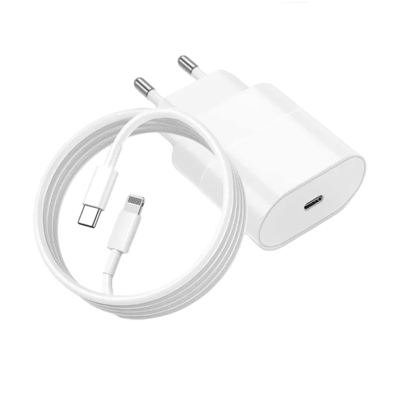 20W Pd Charger Head With Type C To Lightning Cable- Pd 2 In 1