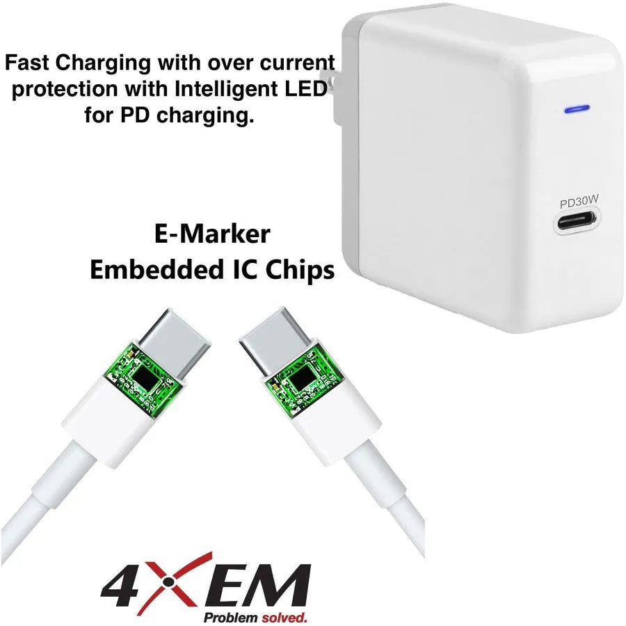 4XEM 4XEM USB-C 30W Wall Charger with included 3ft UCB-C Cable - Combo Kit 4X30WMACKIT3