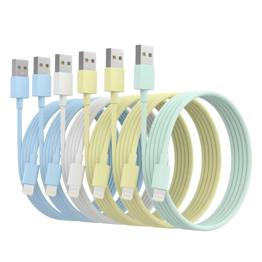 6-Pack MFi Certified Lightning iPhone Charger Cables (3/3/6/6/6/10ft)