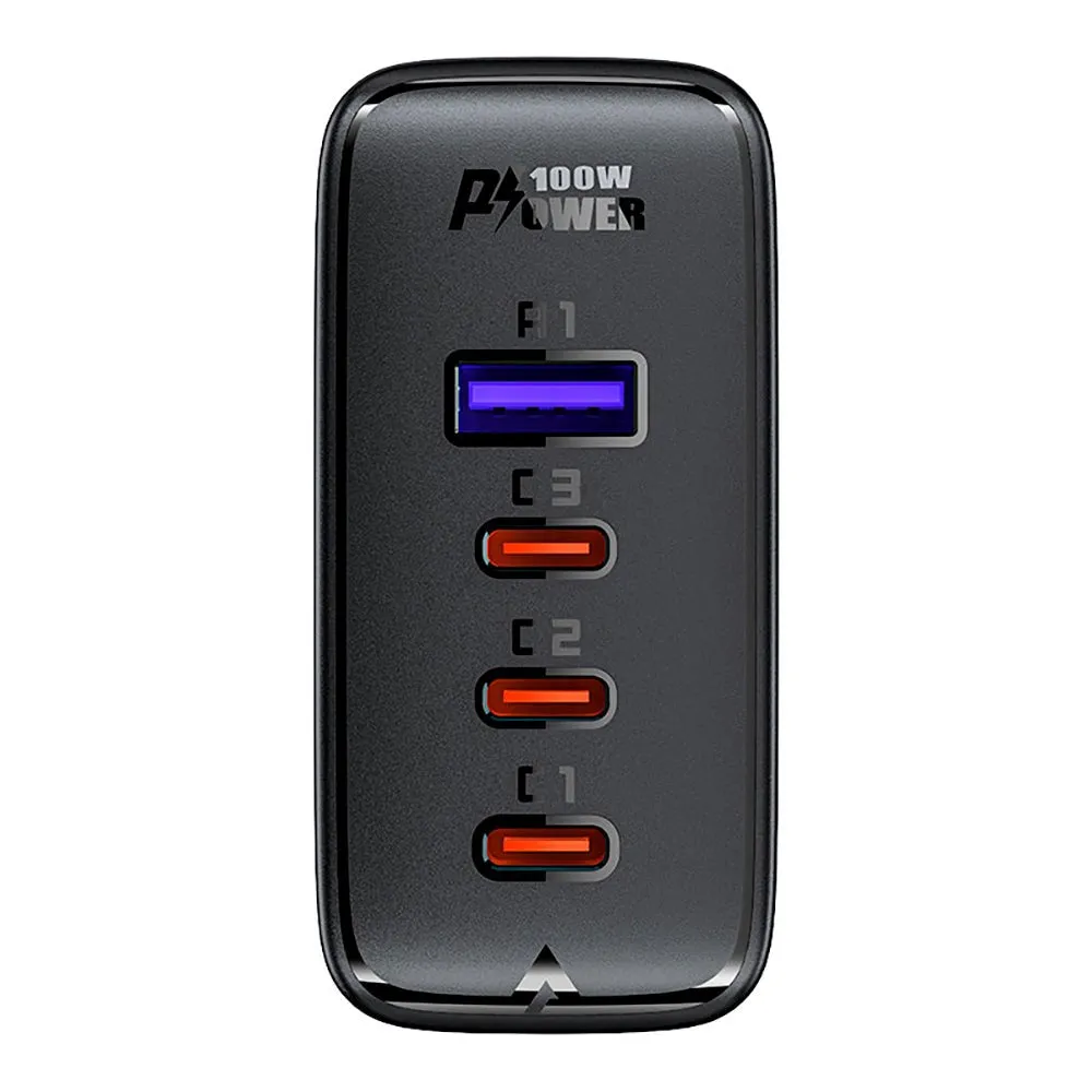 Acefast GaN Charger 100W PD - Vægoplader m. 1 x USB-A & 3 x USB-C - Hvid