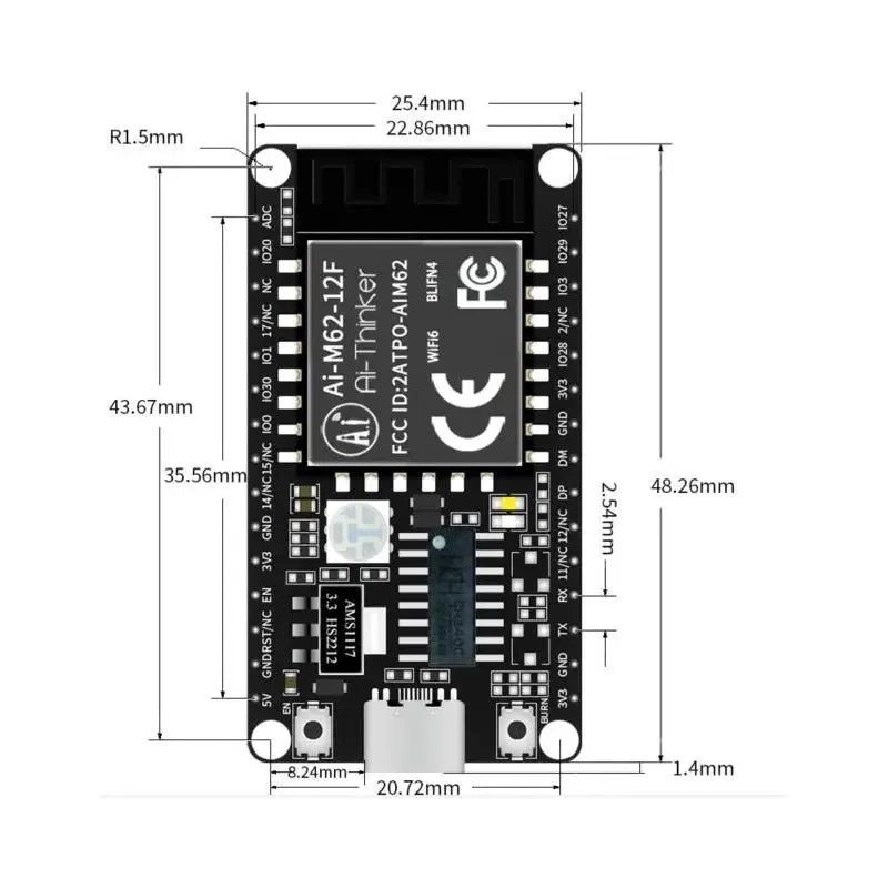 Ai-Thinker Ai-M62-12F WiFi 6   BLE 5.3 Development Board