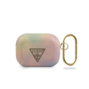 AirPods Pro - Hard Case Pink Shiny Tie & Dye Triangle Logo - Guess