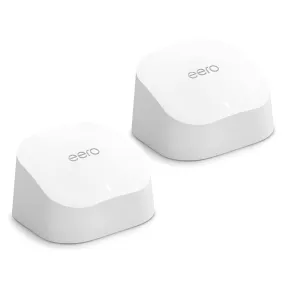 Amazon eero 6 mesh wifi system - Supports speeds up to 500 mbps, Connect to Alexa, Coverage up to 3,000 sq. ft., 2-pack, one router   one extender