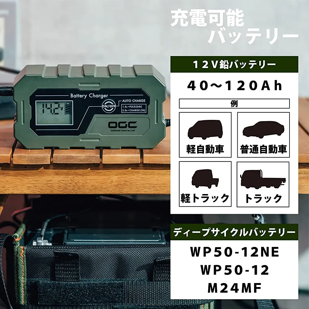 AMON OGC 8625 Battery Charger, 12 V, for 40-120 Ah Lead-Acid Batteryes, Deep Cycle Batteryes Supported, Automatic Charge Mode, Anti-Sul the feature, PORTUM