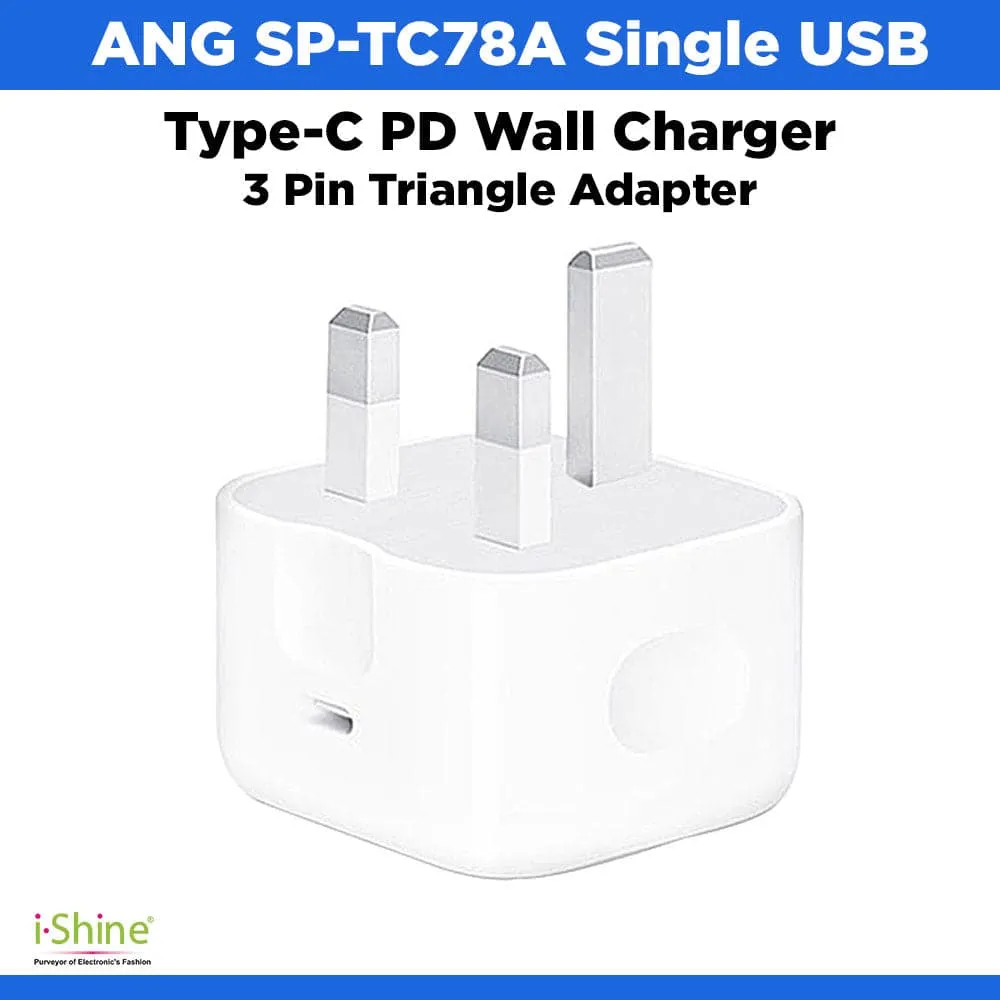 ANG Single USB Type-C PD Wall Charger 3 Pin Triangle Adapter