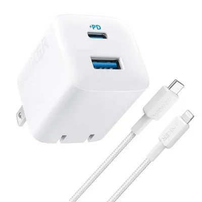 Anker 2-Port 33W Wall Charger with 6' to USB-C Cable - White