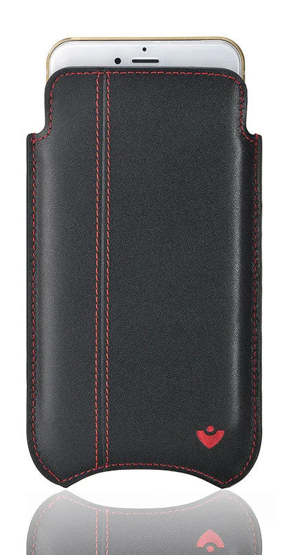 Apple iPhone 14 Pro Max Wallet Case in Black Leather | Screen Polishing Sanitizing Lining.