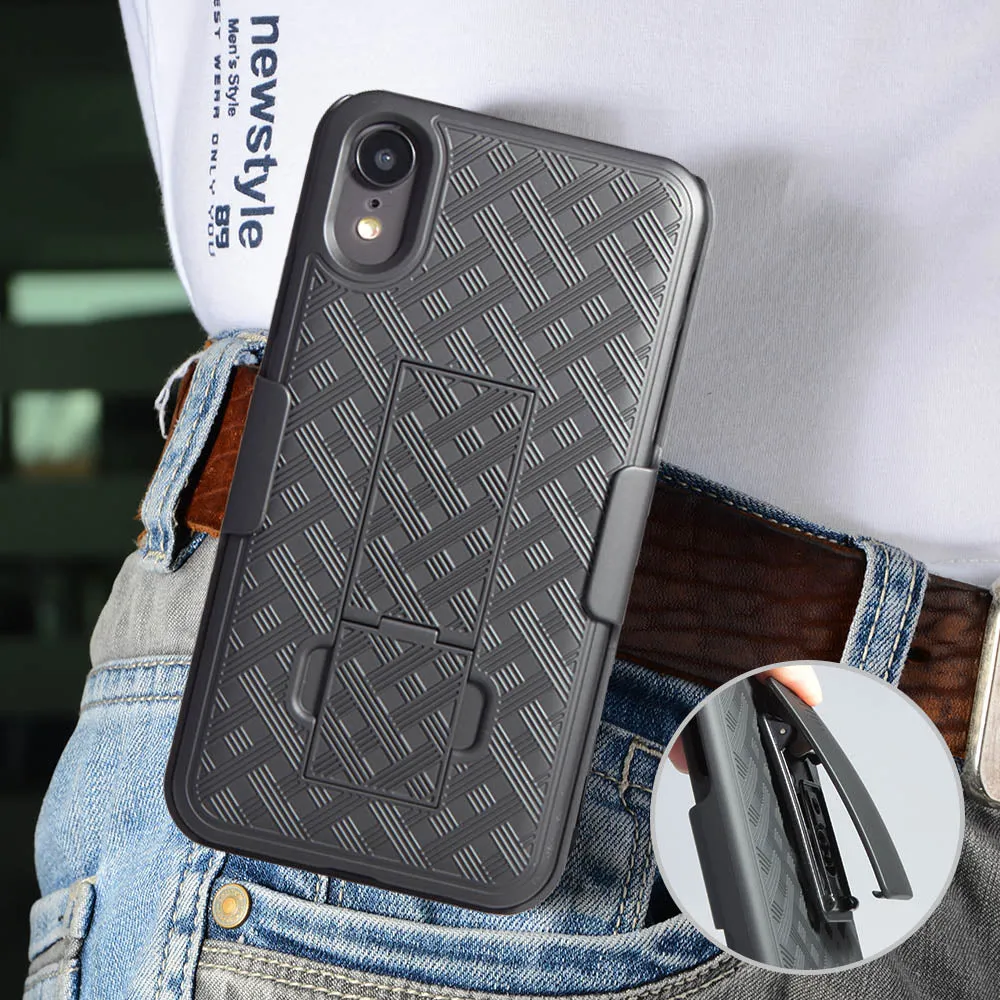 Apple iPhone XR Case, Apple A1984 Case, Slim Rotating Swivel Clip Rugged Holster Shell Combo Case Cover for iPhone XR