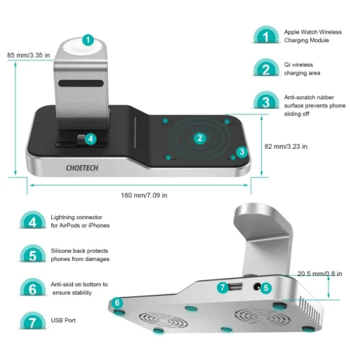 Apple Watch Charger Stand MFi Certified 4 in 1 Wireless Charging