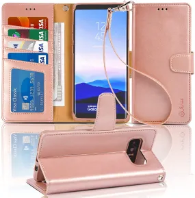 Arae Wallet Case Compatible for Samsung Galaxy Note 8 with Kickstand and Flip Cover