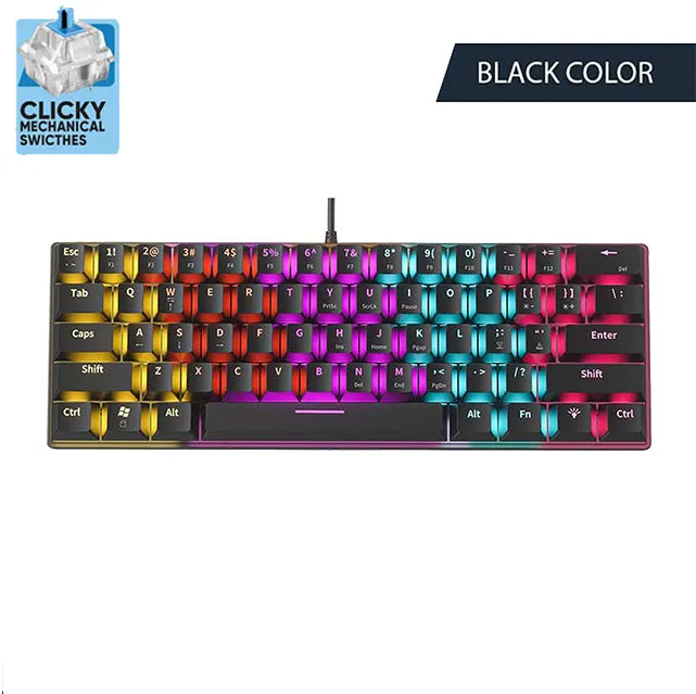 Armaggeddon MKA 1C Neo LED Backlight Mechanical Gaming Keyboard 61 Key Hot Swapable - Black / White