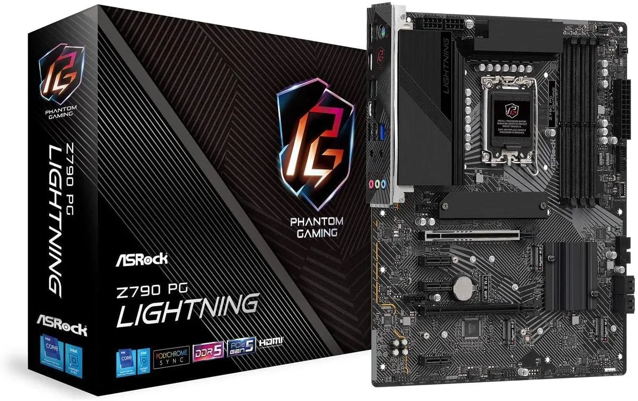 Asrock Z790 PG Lightning ATX Motherboard, Intel Z790, 1700, DDR5, HDMI, eDP, PCIe5, M.2