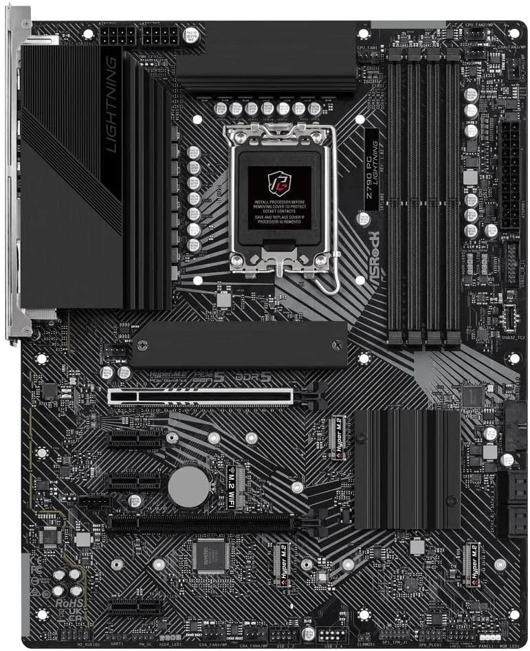 Asrock Z790 PG Lightning ATX Motherboard, Intel Z790, 1700, DDR5, HDMI, eDP, PCIe5, M.2