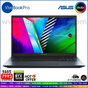 Asus VivoBook Pro Oled Rtx 3050 15.6" Laptop Offers (New OB)