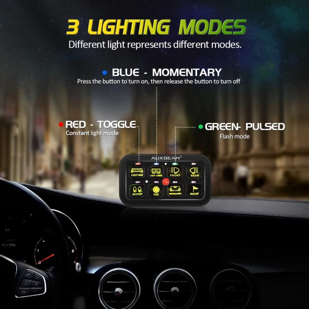 Auxbeam RGB 8 Gang Switch Control Panel with Bluetooth Control