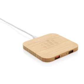 Bamboo 10W Wireless Charger with USB