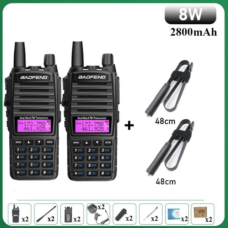 Baofeng UV-82 Walkie Talkie 8W 1PCS 2PCS FM Radio Type C Battery Optional Comunicado Radio For Hunting CB Ham Radios UV-5R UV-16