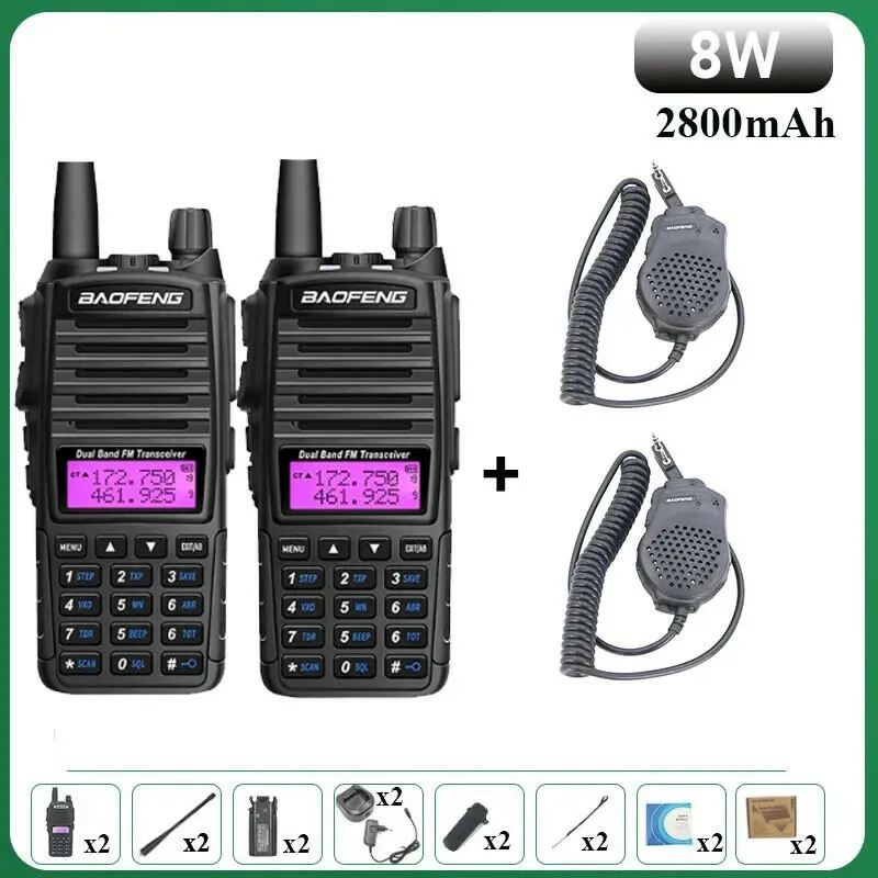 Baofeng UV-82 Walkie Talkie 8W 1PCS 2PCS FM Radio Type C Battery Optional Comunicado Radio For Hunting CB Ham Radios UV-5R UV-16