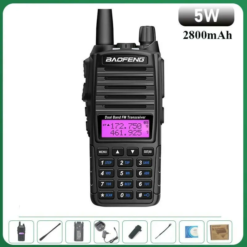 Baofeng UV-82 Walkie Talkie 8W 1PCS 2PCS FM Radio Type C Battery Optional Comunicado Radio For Hunting CB Ham Radios UV-5R UV-16