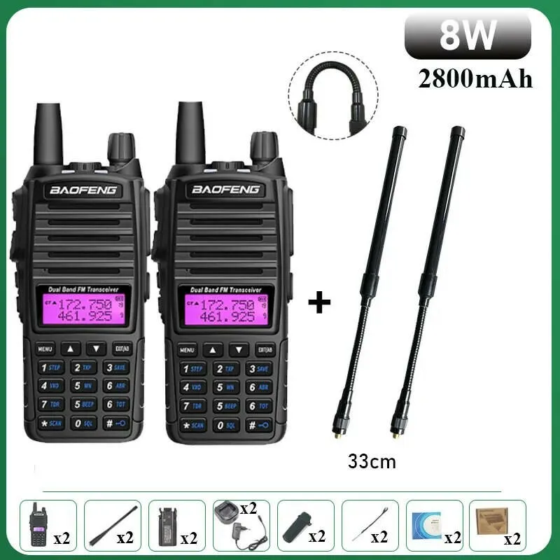 Baofeng UV-82 Walkie Talkie 8W 1PCS 2PCS FM Radio Type C Battery Optional Comunicado Radio For Hunting CB Ham Radios UV-5R UV-16