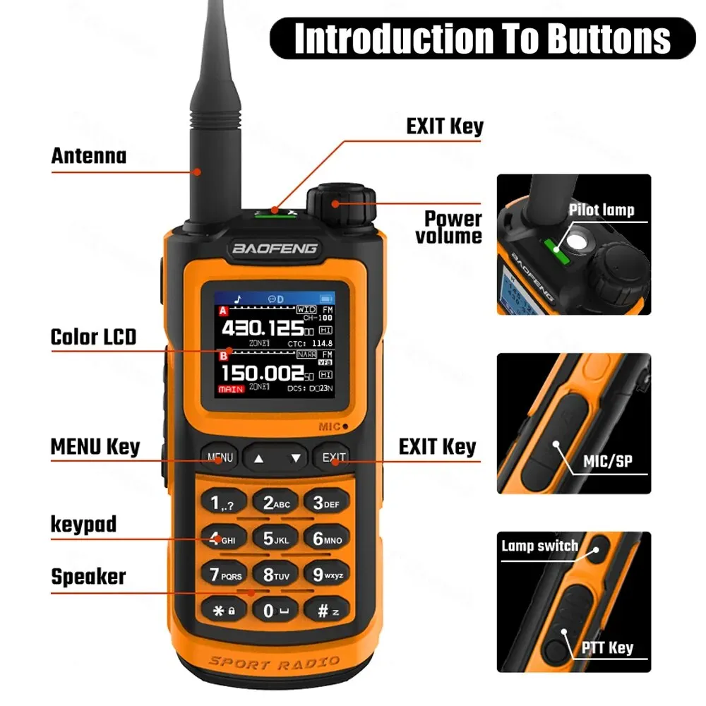 Baofeng UV-G30 Pro V2 Walkie Talkie 10W Type C Charging Dual/Tri Band Optional NOAA 1.77 Inch LCD Screen FM Waterproof UV17 16