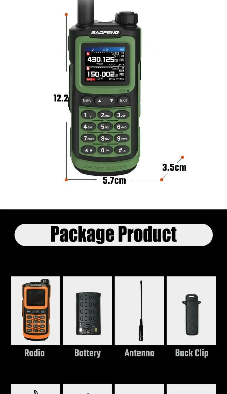 Baofeng UV-G30 Pro V2 Walkie Talkie 10W Type C Charging Dual/Tri Band Optional NOAA 1.77 Inch LCD Screen FM Waterproof UV17 16