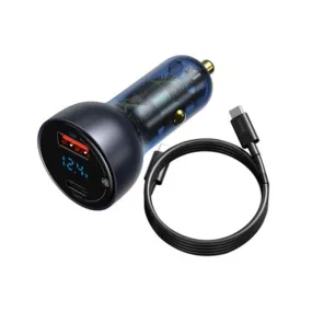 Baseus Particular Digital Display QC   PPS Dual Quick Car Charger with Type-C Cable 65W