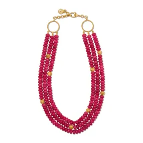 Berry & Bead Triple Strand Necklace, 18" 2'' - Peony Jade