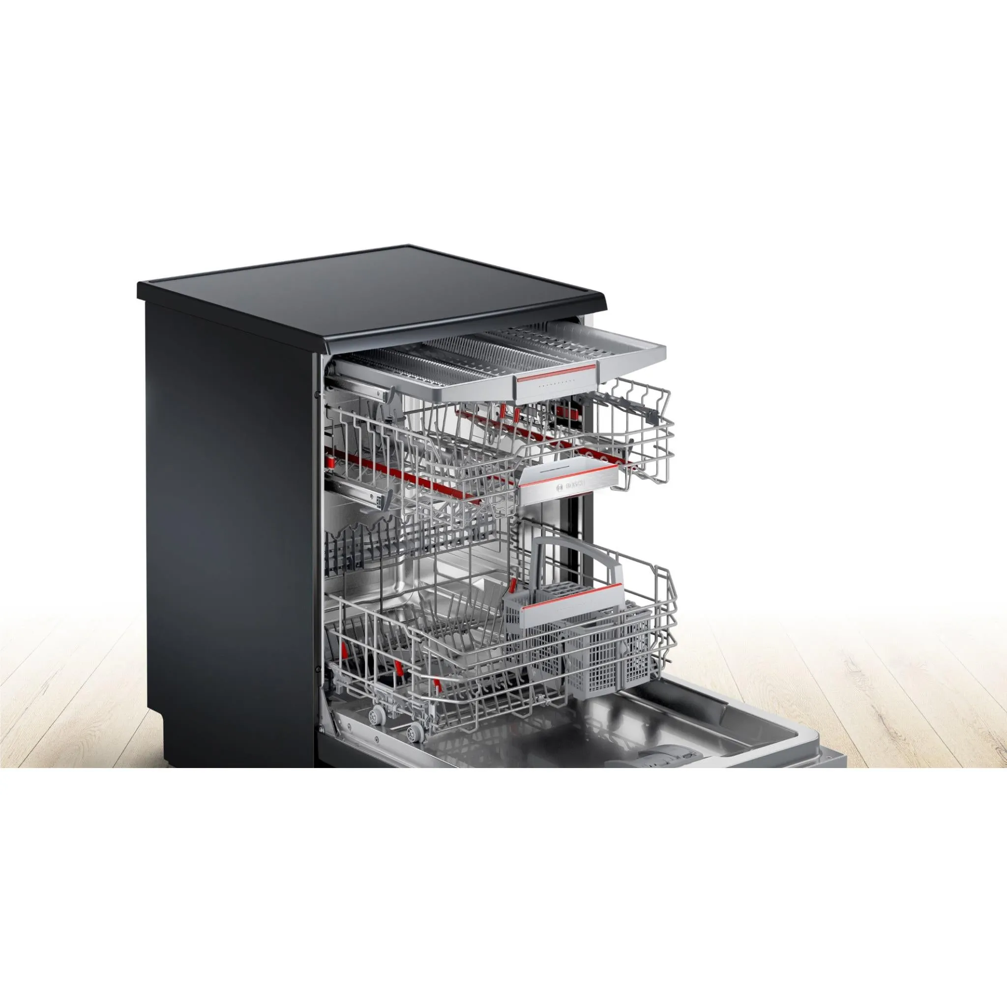 Bosch SMS6HCB01A Series 6 15-Place Setting Freestanding Dishwasher (Black)