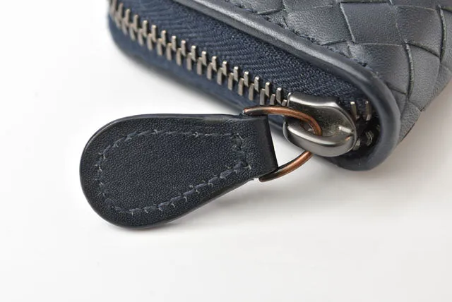 Bottega Veneta Leather Card Case/Coin Case Navy