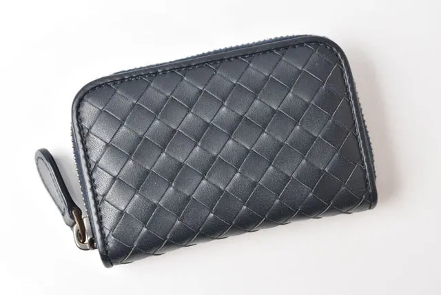 Bottega Veneta Leather Card Case/Coin Case Navy