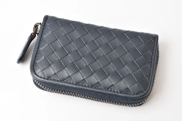 Bottega Veneta Leather Card Case/Coin Case Navy