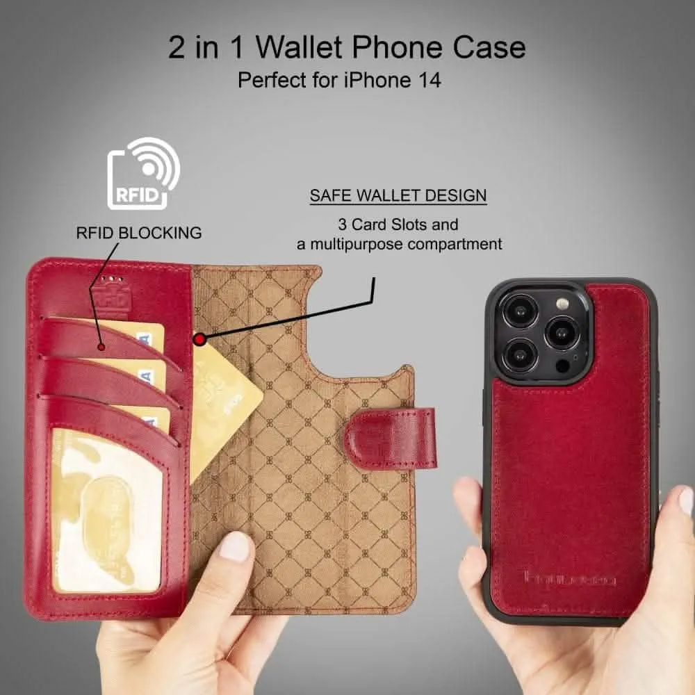 Bouletta Premium Leather Wallet Case for Apple iPhone 14 Series - Stylish Magnetic Detachable Design