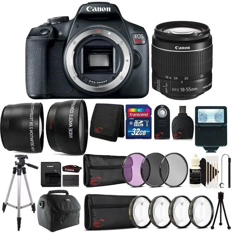 Canon EOS Rebel T7 24.1MP Wi-Fi DSLR Camera with 18-55mm Lens   32GB Accessory Bundle