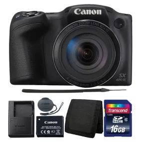 Canon PowerShot SX420 IS 20MP Digital Camera (Black) with Accessories