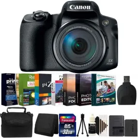 Canon PowerShot SX70 HS Digital Camera   32GB Memory Card   Wallet   Reader   Photo Editor Bundle Software   Case   Mini Tripod   3pc Cleaning Kit