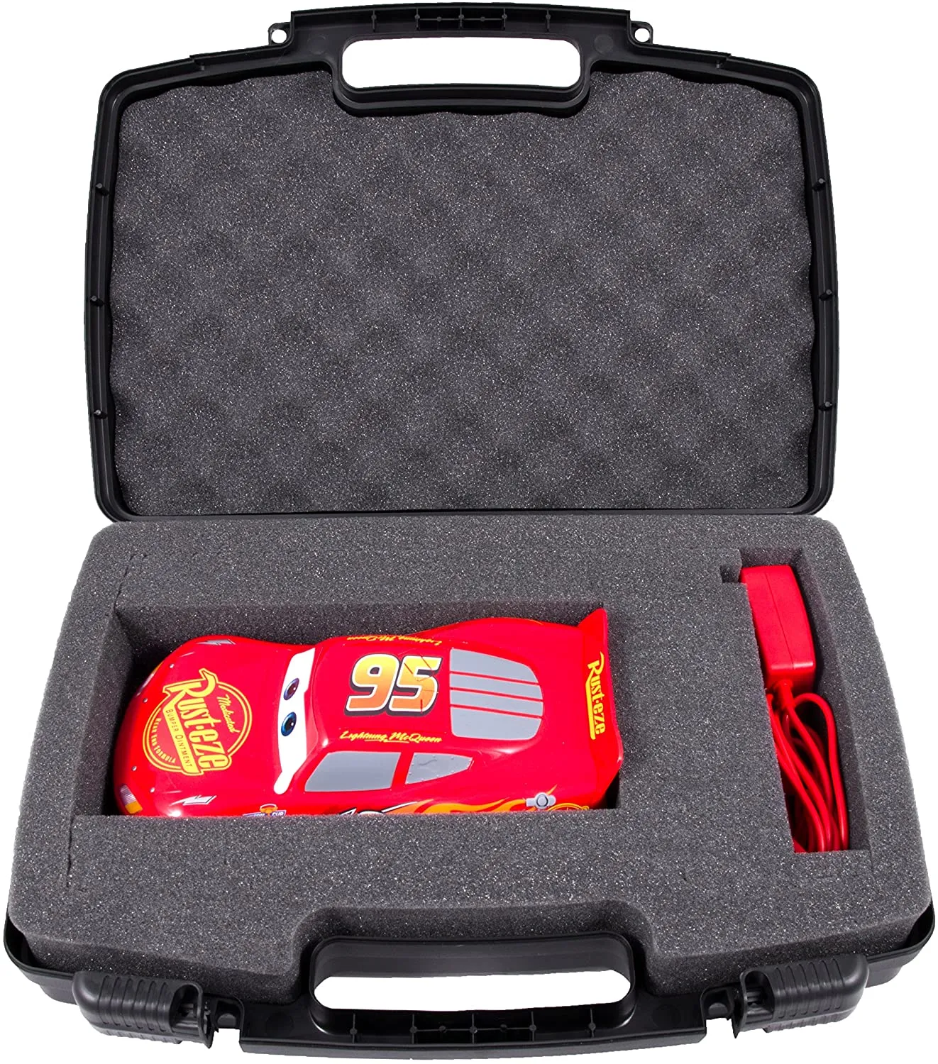 CASEMATIX Garage Box Toy Case for Sphero Ultimate Lightning McQueen Vehicle in Padded Foam - Protects the Sphero Car Robot and Charger Adapter