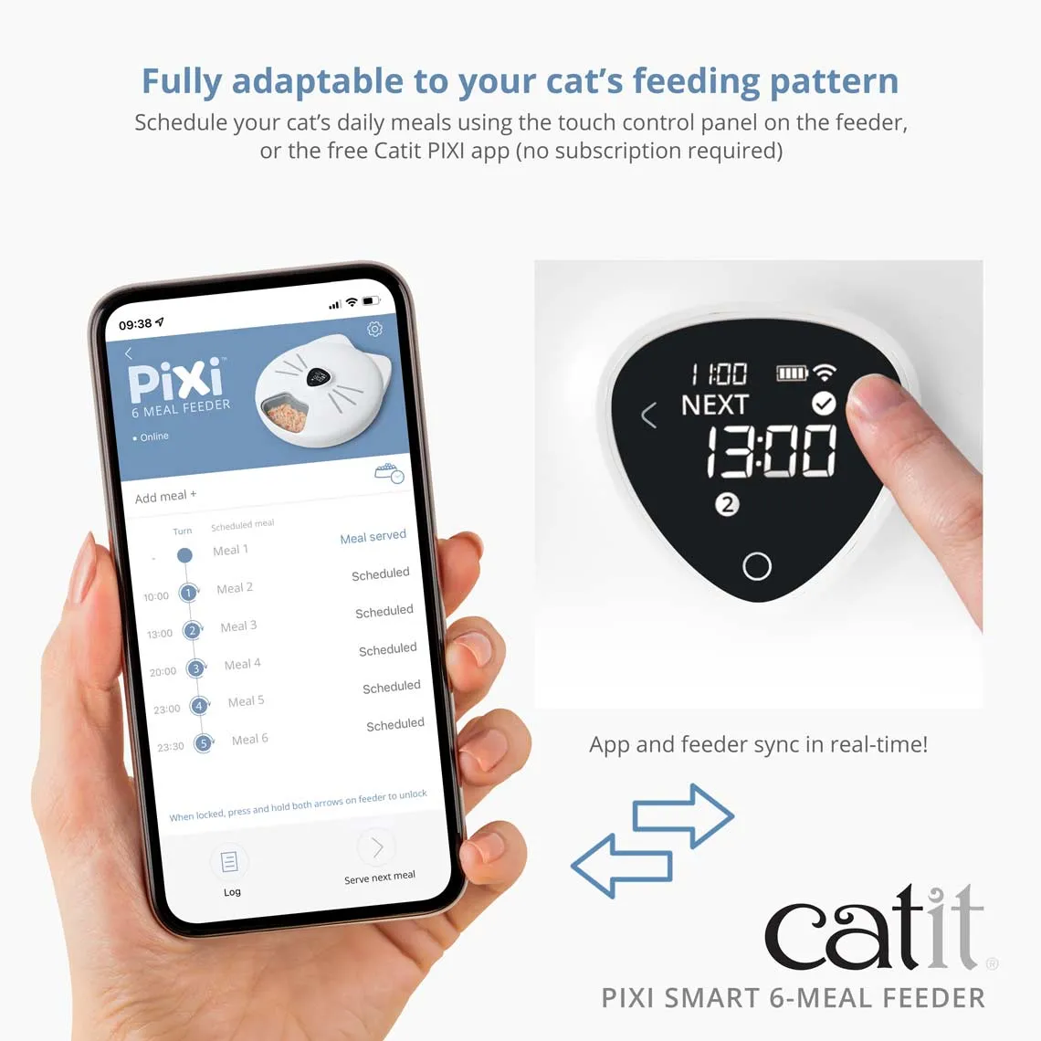 Catit Pixi Smart 6 Meal Feeder Cat Bowl with Bluetooth App