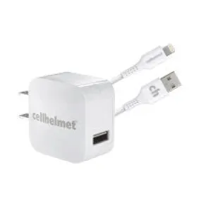 Cellhelmet 2.4W Wall Charger & 3ft Round Lightning Cable (White)