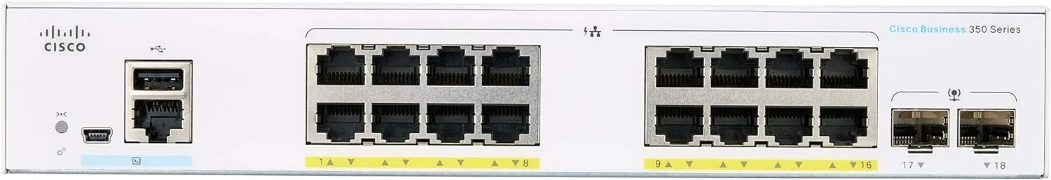 Cisco Business CBS350 16-Port Gigabit (120W PoE )   2-Port Gigabit SFP Uplink 全網管交換機 (CBS350-16P-2G-UK / NE-3516P2G) 有限終生保用