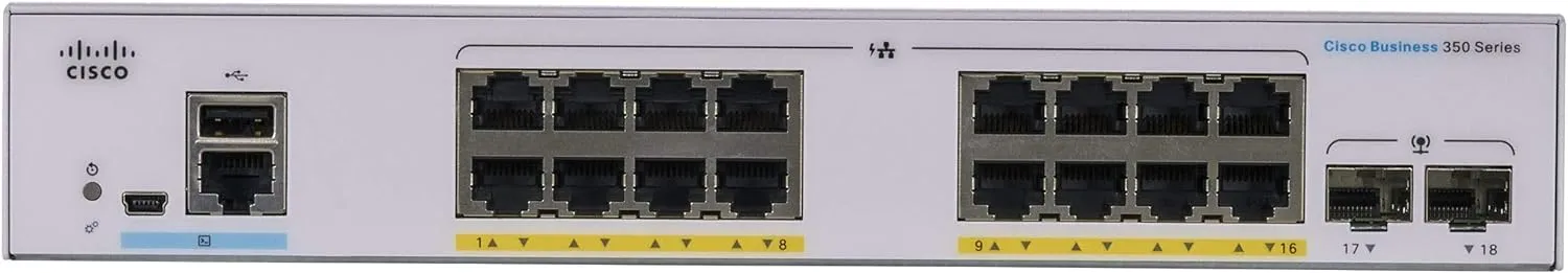 Cisco Business CBS350 16-Port Gigabit (120W PoE )   2-Port Gigabit SFP Uplink 全網管交換機 (CBS350-16P-2G-UK / NE-3516P2G) 有限終生保用