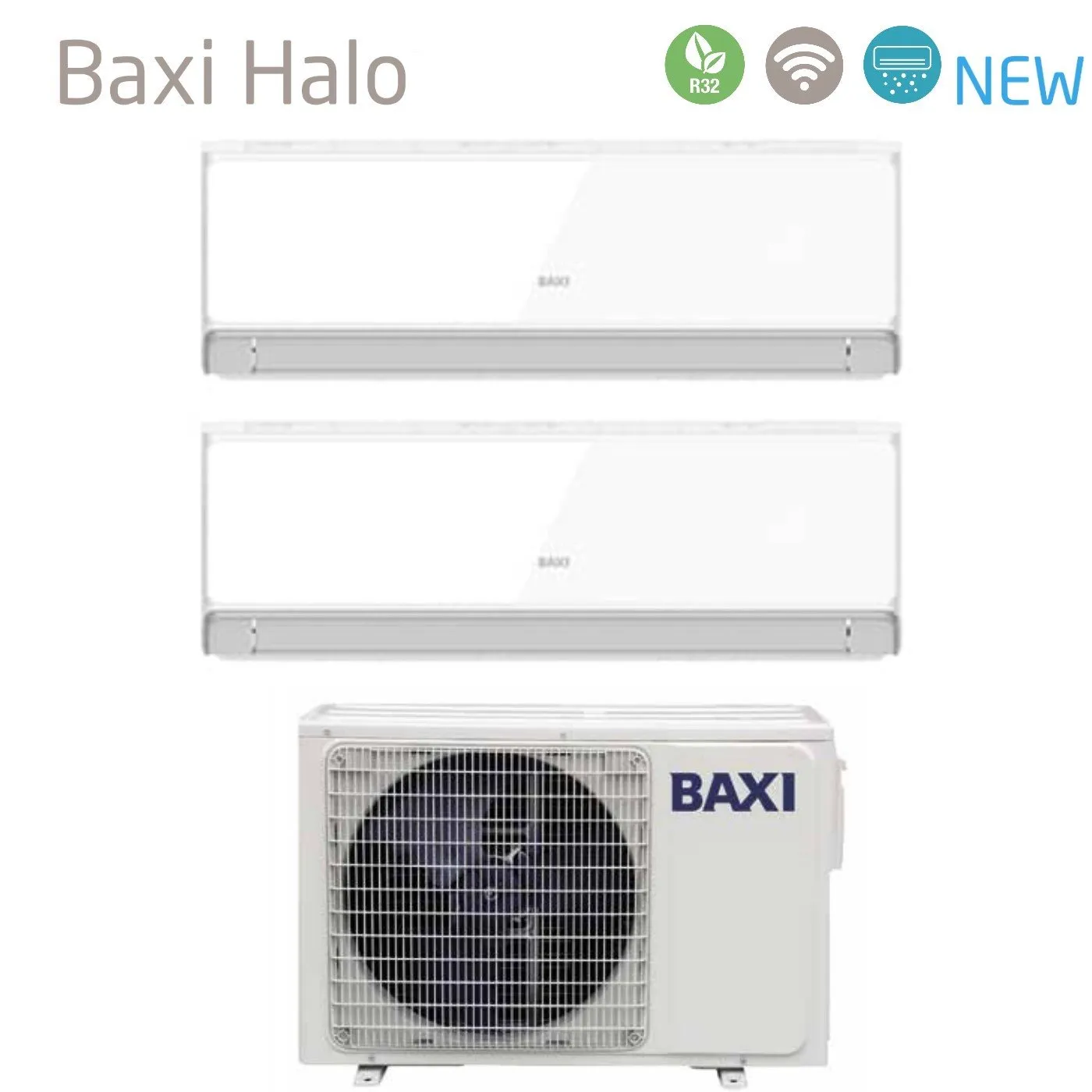 Climatizzatore Condizionatore Baxi Dual Split Inverter Serie HALO BIANCO 18 18 con LSGT70-3M R-32 Wi-Fi Integrato 18000 18000