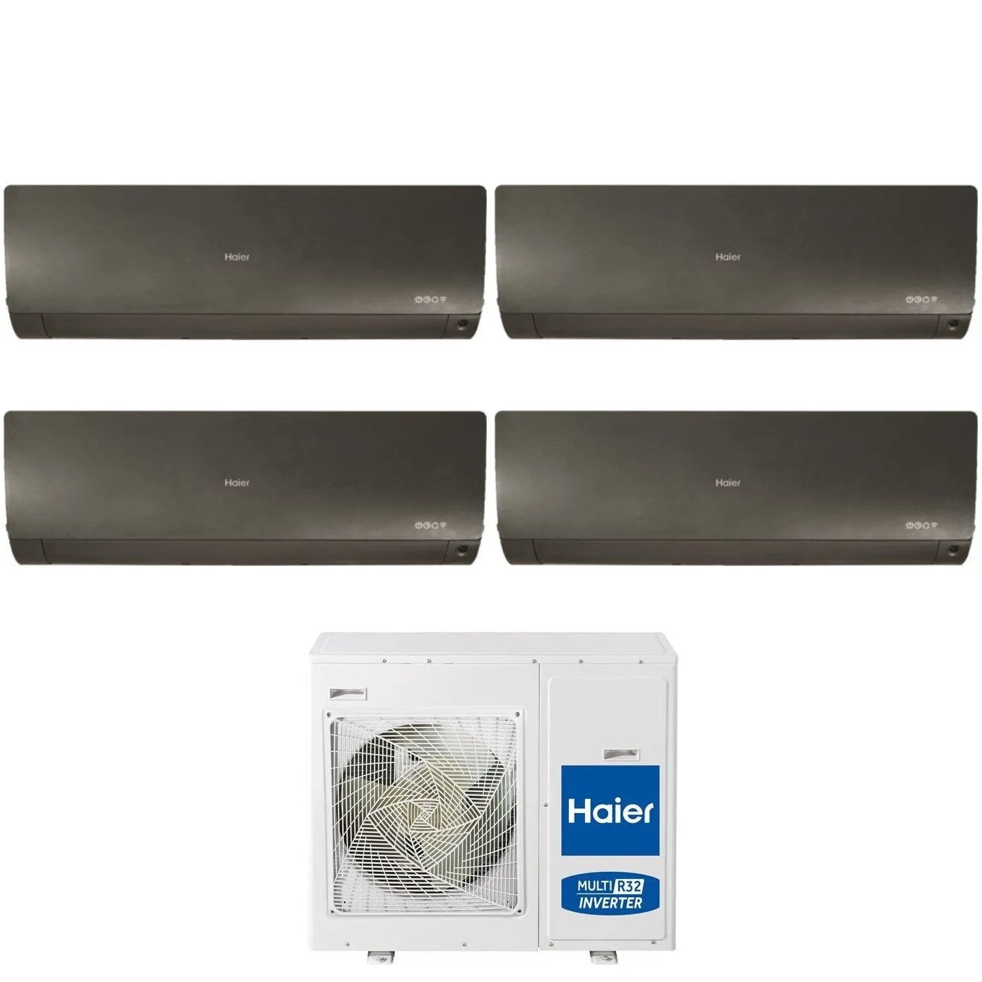 Climatizzatore Condizionatore Haier Quadri Split Inverter serie FLEXIS PLUS BLACK 7 7 9 15 con 4U85S2SR3FA R-32 Wi-Fi Integrato Colore Nero 7000 7000 9000 15000