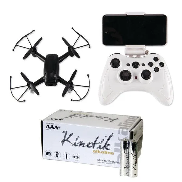 Cobra Rc Toys 909316 Fpv Wifi Drone With Hd Camera & Kinetic 50 Pk Aaa